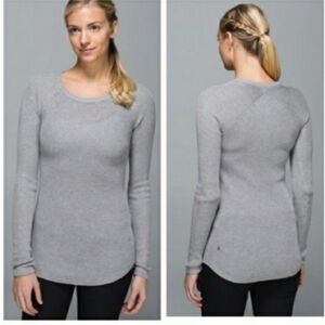 Lululemon Cabin Yogi Long Sleeve. Heathered Medium Grey. Knit. Cashmere Blend. 8